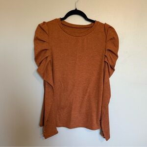 Women's Orange Top with Ruched Shoulders Size L